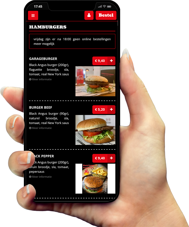 Voorbeeld van onze app op smartphone